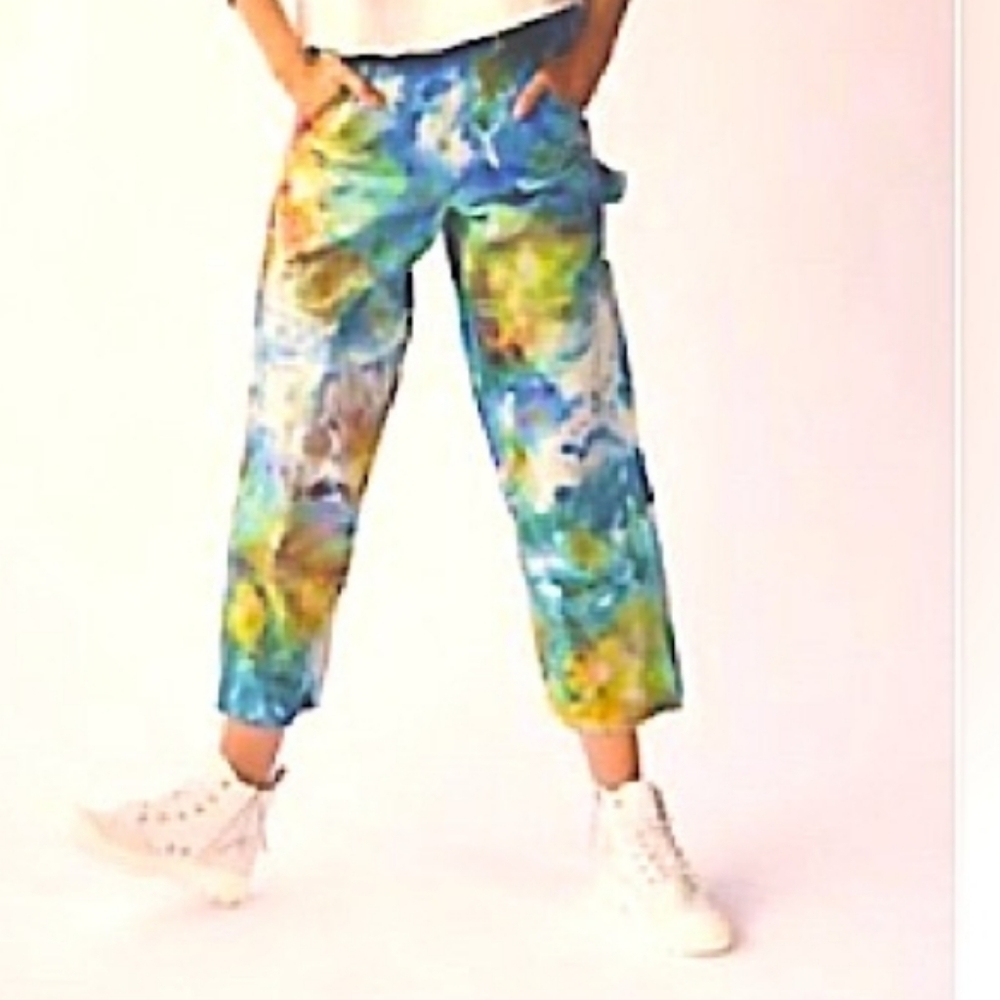 Free People Riverside Tool And Dye Utility Pants Tie Dye